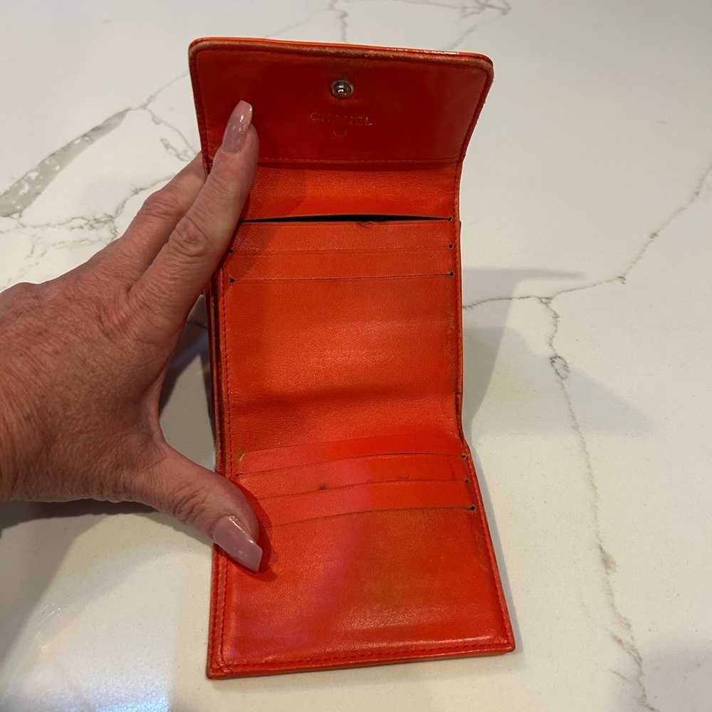 CHANEL Orange Quilted Lucky Charm Wallet - Picture 6 of 13